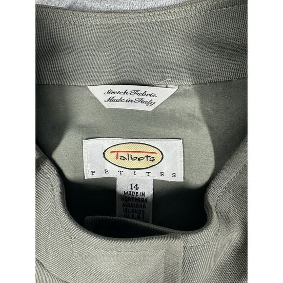 Talbots Size 14P Green Button Front Jacket Mandarin Collar Wool Blend Women - Picture 3 of 12